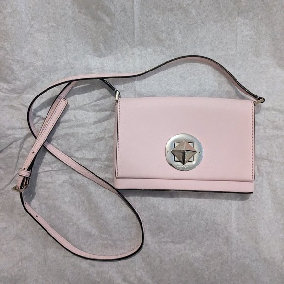 Good Condition Kate Spade Leather Blush Pink Flap Crossbody Bag - Picture 1 of 7